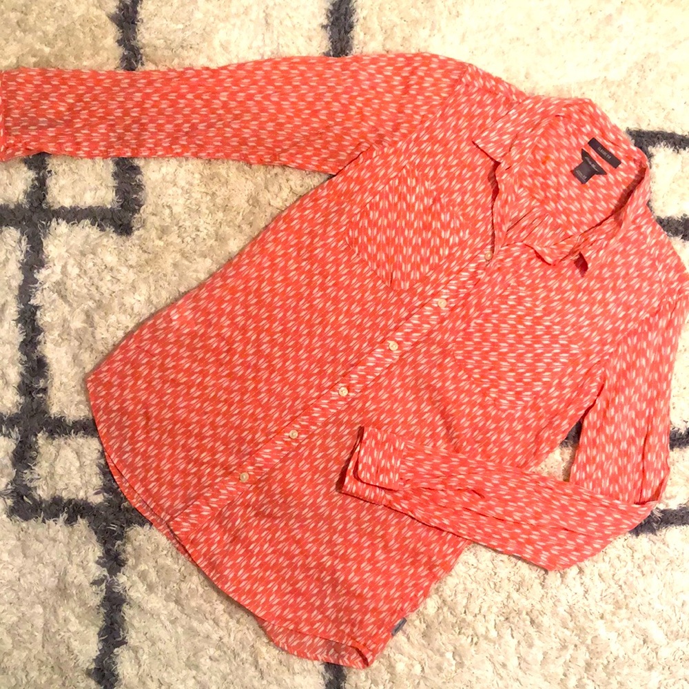 Eddie Bauer - Pink/White printed button up - classic fit - size XS